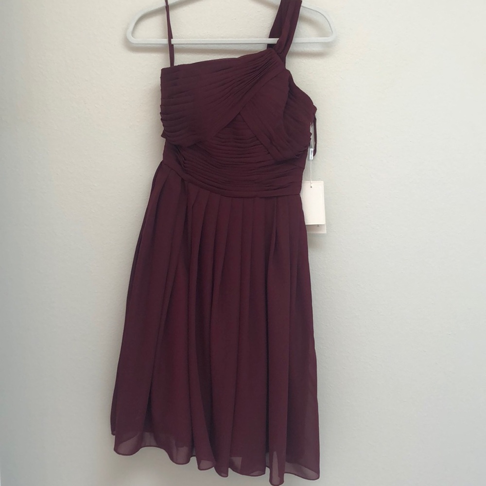 Maroon one-shoulder Formal Dress